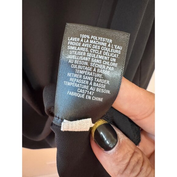 Mossimo Black Wrap Drape Blouse V-Neck Long Sleeve Womens M Polyester - Picture 7 of 7